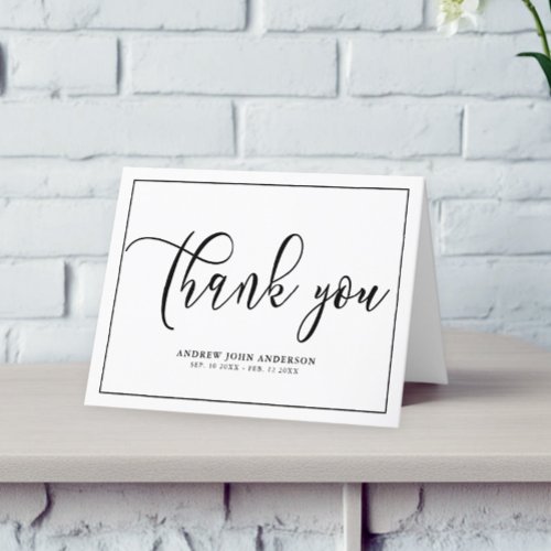 Simple Black  White Funeral Thank You Card