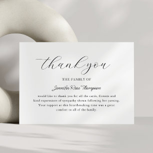 Simple Black White Funeral Thank You  Card