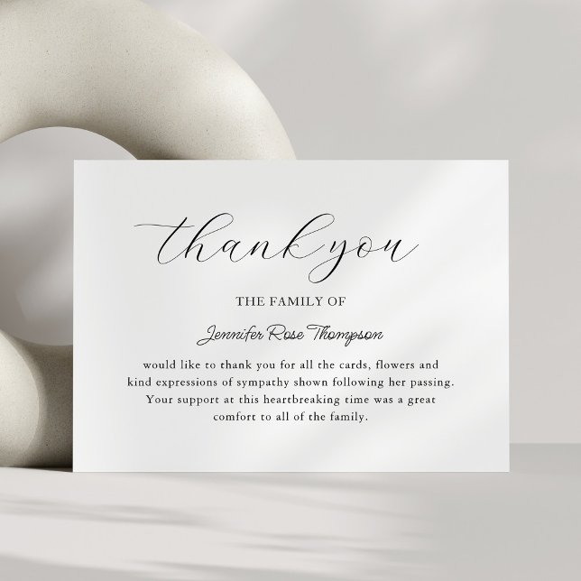 Simple Black White Funeral Thank You  Card (Creator Uploaded)