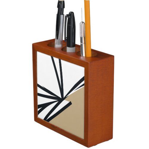 Simple Black White Gold Abstract Desk Organizer