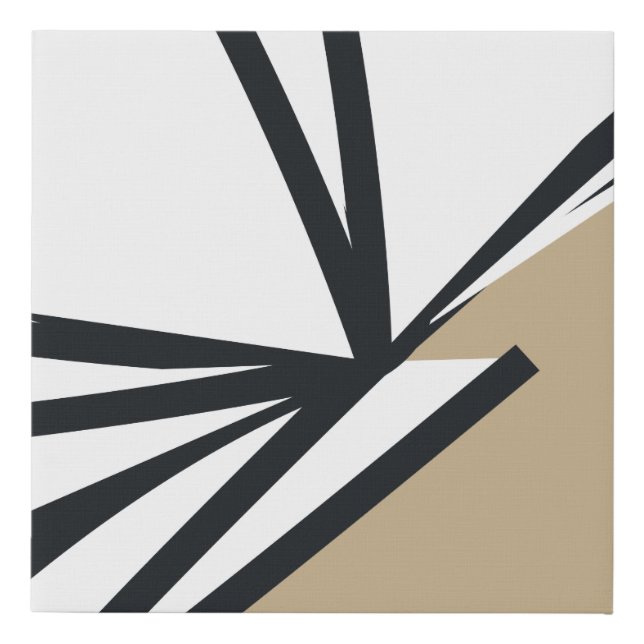 Simple Black White Gold Abstract Faux Canvas Print (Front)