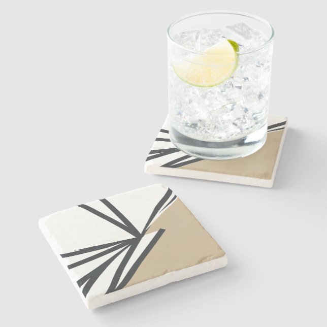 Simple Black White Gold Abstract Stone Stone Coaster (Side)
