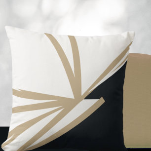 Simple Black White Gold Abstract Throw Pillow