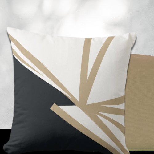 Simple Black White Gold Abstract Throw Pillow