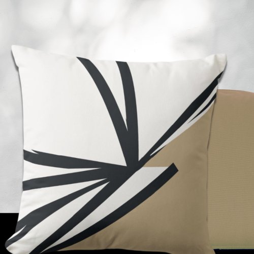 Simple Black White Gold Abstract Throw Pillow
