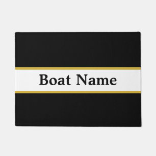 Simple Black White & Gold Boat Name Text Template Doormat