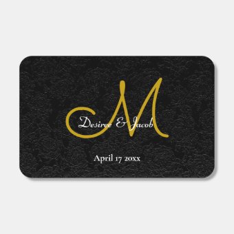 Simple Black White Gold Elegant Wedding Monogram Matchboxes | Zazzle