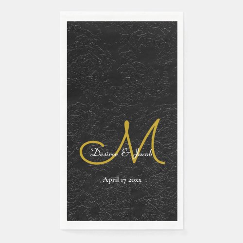 Simple Black White Gold Elegant Wedding Monogram Paper Guest Towels
