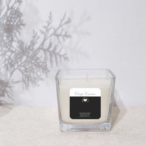 Simple black white gold heart candle square sticker