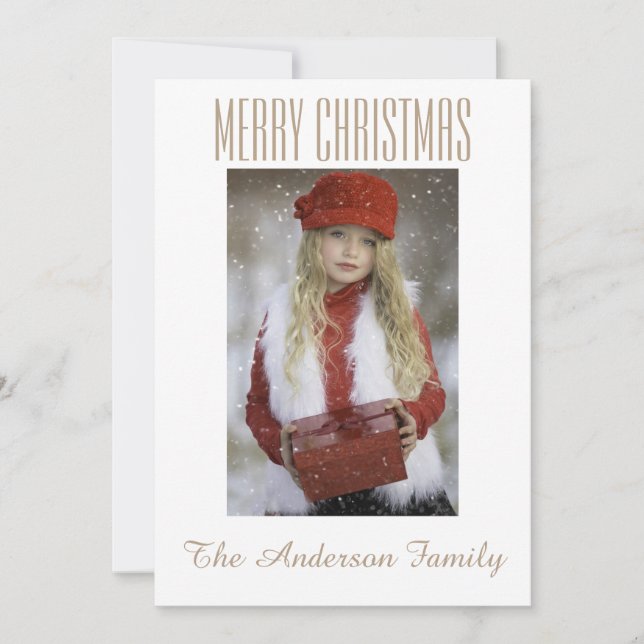Simple Black White Gold Photo Christmas Holiday (Front)