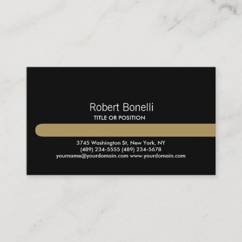 Simple Black White Gold Stripe Business Card