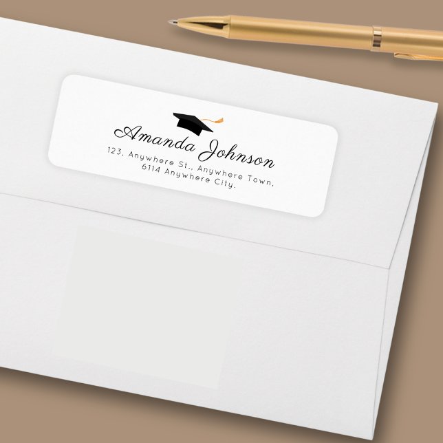 Simple Black White Graduate Cap Graduation Label (Creator Uploaded)