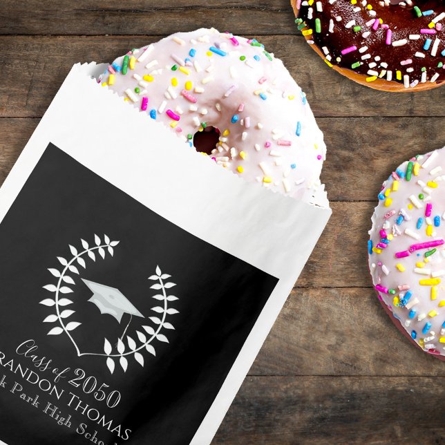 Simple Black White Graduation Candy Favor Bag  (Simple black and white graduation candy favor bag with modern typography for Class of 2026!)