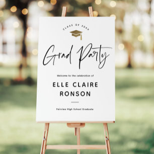 Simple Black & White Graduation Party Welcome Foam Board