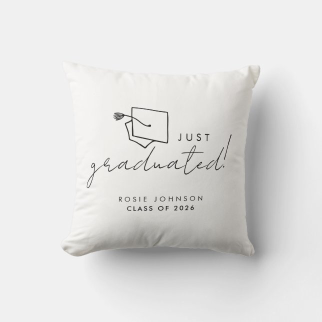 Simple Black & White Graduation Throw Pillow Gift (Front)