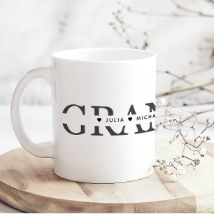 Simple Black White Grandma Add Names Coffee Mug