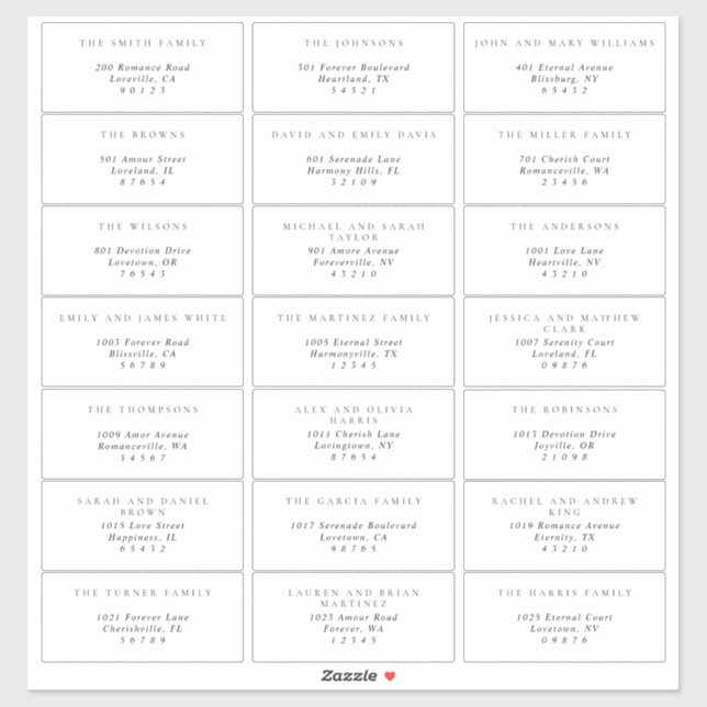 Simple Black & White Guest Address Labels (Sheet)
