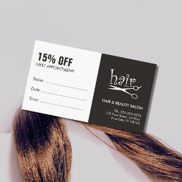 Simple Black White Hair Appointment Coupon Card