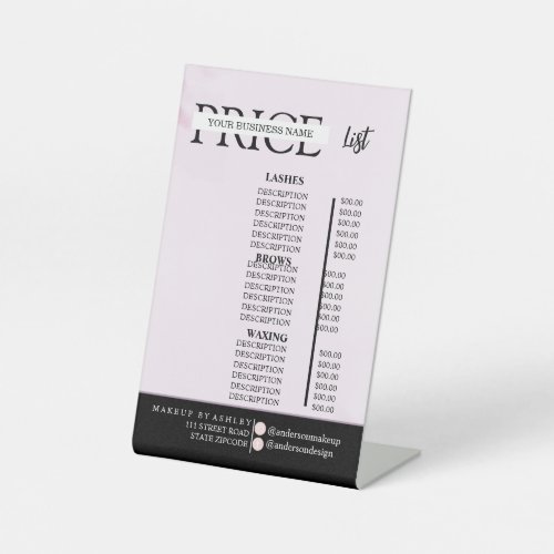 Simple black  white hair makeup salon price  pedestal sign