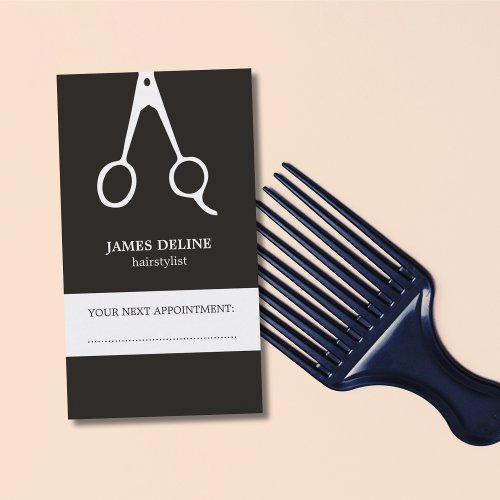 Simple Black White Hair Stylist Appointment Card
