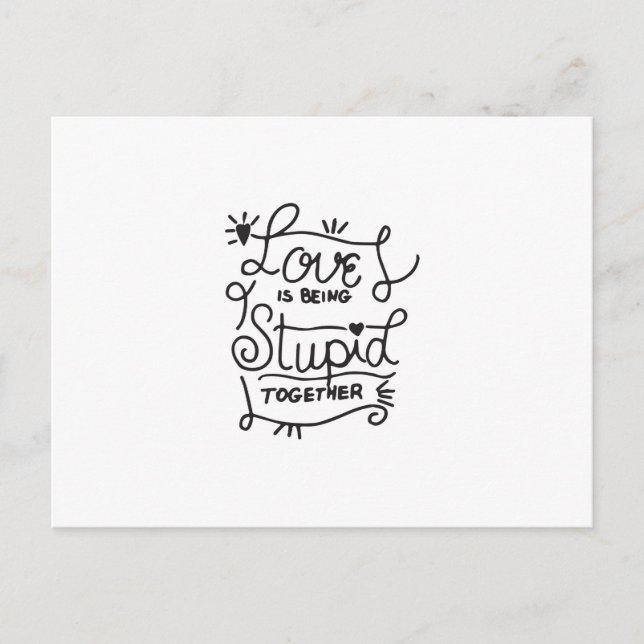 Simple Black & White Hand Drawn Love Quote Postcard (Front)