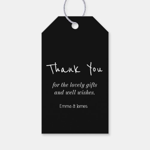 Simple Black  White Handwriting Thank You  Gift Tags