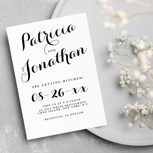 Simple black white handwritten calligraphy wedding invitation