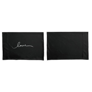 simple black white handwritten love  pillow case