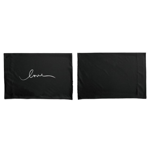 simple black white handwritten love  pillow case (Front-Set)