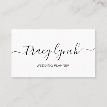Simple Black White Handwritten Script Calligraphy Business Card by MG_BusinessCards at Zazzle