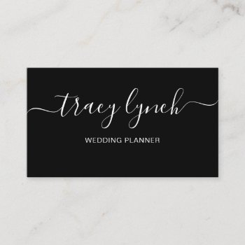 Simple Black White Handwritten Script Calligraphy Business Card by MG_BusinessCards at Zazzle