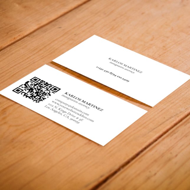 Simple Black & White Immigration Attorney QR code Business Card (Creator Uploaded)
