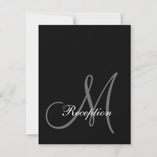 Simple Black, White Initial Wedding Reception Card Invitations