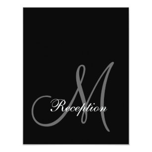 60 Off Wedding Reception Invitations Now To Save Zazzle Simple Black White Initial Wedding Reception Card