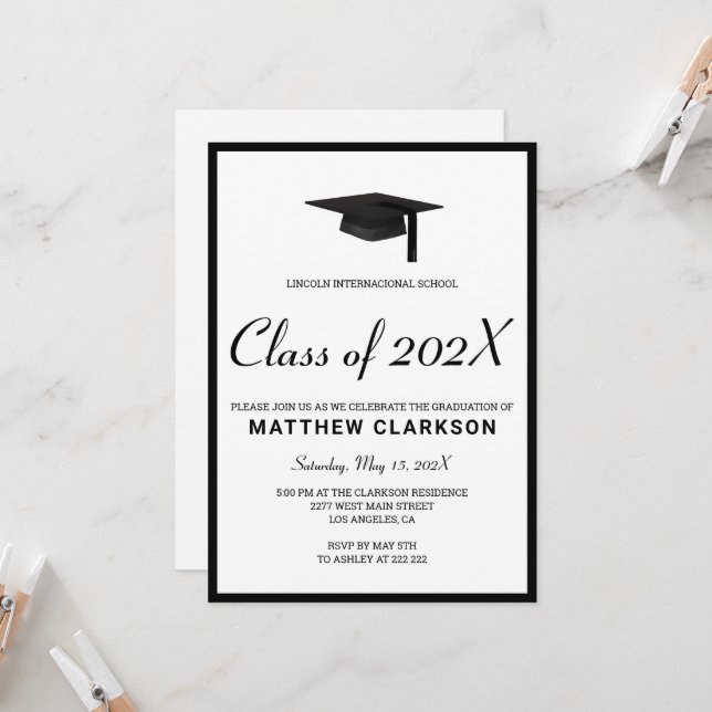 Simple Black & White Invitation (Front/Back In Situ)