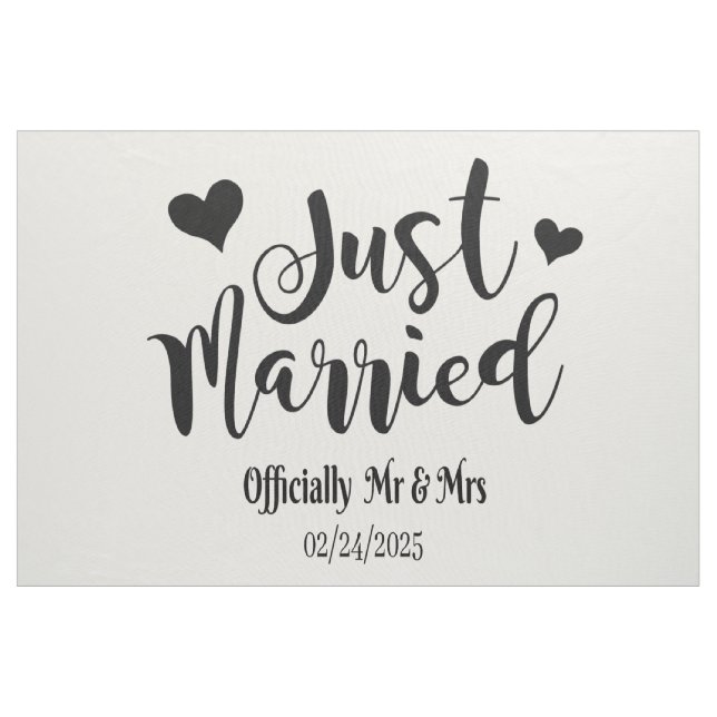 Simple black/white Just Married car sign Fabric (Yard)