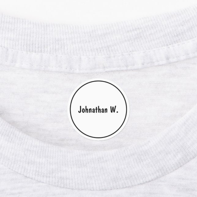 Simple Black & White Kids First Name Last Initial Kids' Labels (Affixed)