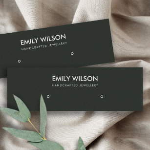 SIMPLE BLACK WHITE KRAFT STUD EARRING DISPLAY LOGO MINI BUSINESS CARD