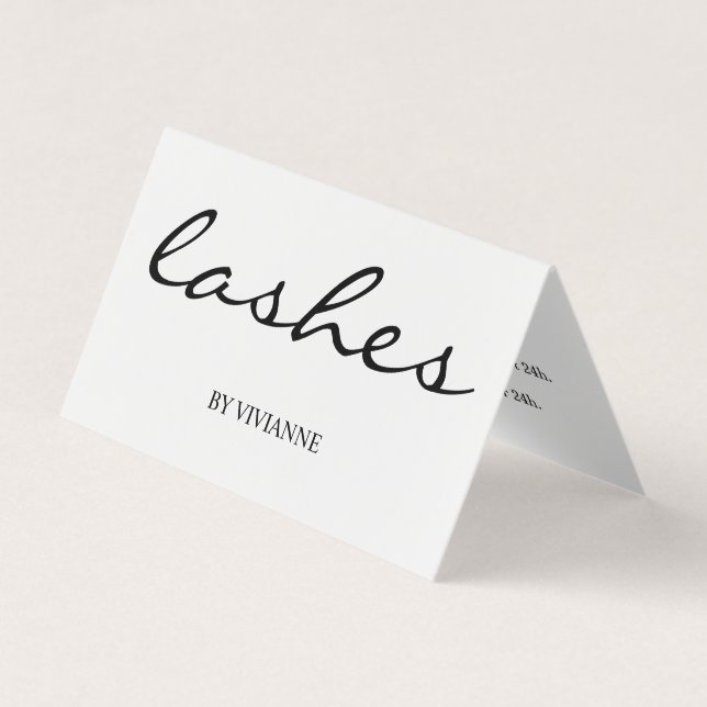 Simple Black White Lash Business Card (Front)