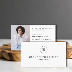 Simple Black White Law Legal Lawyer Photo Business Business Card