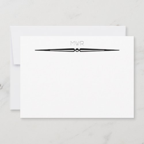 Simple Black White Line Border Name Business Mens Note Card