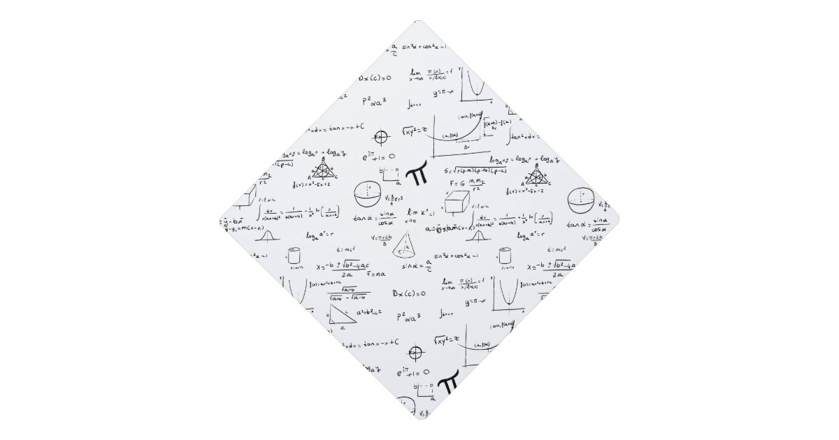 Simple Black White Math Formulas Equations Graduation Cap Topper | Zazzle