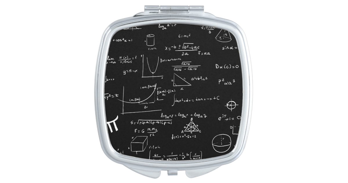 Simple Black White Mathematic Formulas Equations Compact Mirror | Zazzle