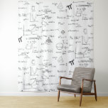 Simple Black White Mathematic Formulas Equations Tapestry<br><div class="desc">Simple black and white backdrop with a pattern of math formulas and equations. Perfect room decor for college rooms or as a graduation backdrop. Illustrated and designed by Patricia Alvarez.</div>