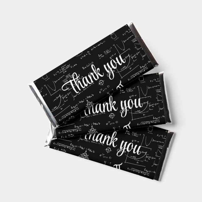 Simple Black White Mathematics Thank You Hershey Bar Favors (Front)