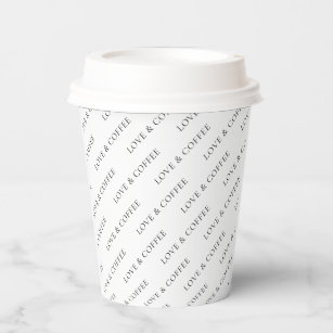 Simple Black & White Minimal Custom Text Pattern Paper Cups