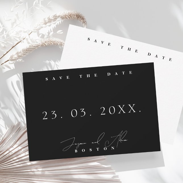 Simple Black White Minimal Typography Wedding Save The Date (Creator Uploaded)