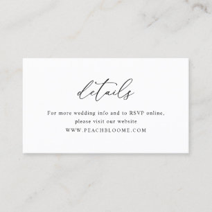 Simple Black & White Minimal Wedding Details Card
