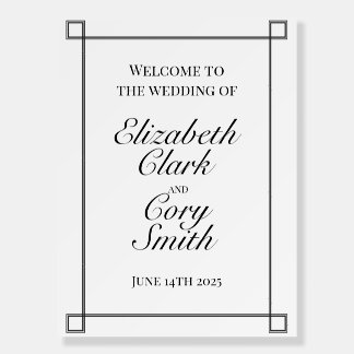 Simple Black & White Minimal Wedding Welcome Sign