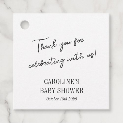 Simple Black White Minimalist Custom Baby Shower Favor Tags